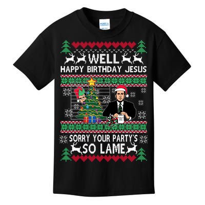 Well Happy Birthday Jesus Funny Quote Office Ugly Christmas Kids T-Shirt