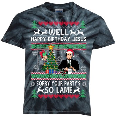 Well Happy Birthday Jesus Funny Quote Office Ugly Christmas Kids Tie-Dye T-Shirt