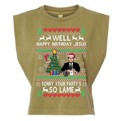 Well Happy Birthday Jesus Funny Quote Office Ugly Christmas Garment-Dyed Women's Muscle Tee