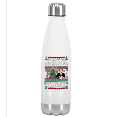 Well Happy Birthday Jesus Funny Quote Office Ugly Christmas Stainless Steel Insulated Water Bottle