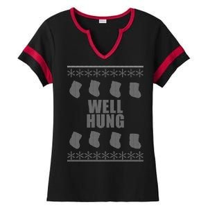 Well Hung Funny Ugly Christmas  Ladies Halftime Notch Neck Tee