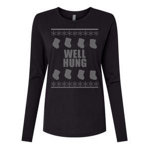 Well Hung Funny Ugly Christmas  Womens Cotton Relaxed Long Sleeve T-Shirt