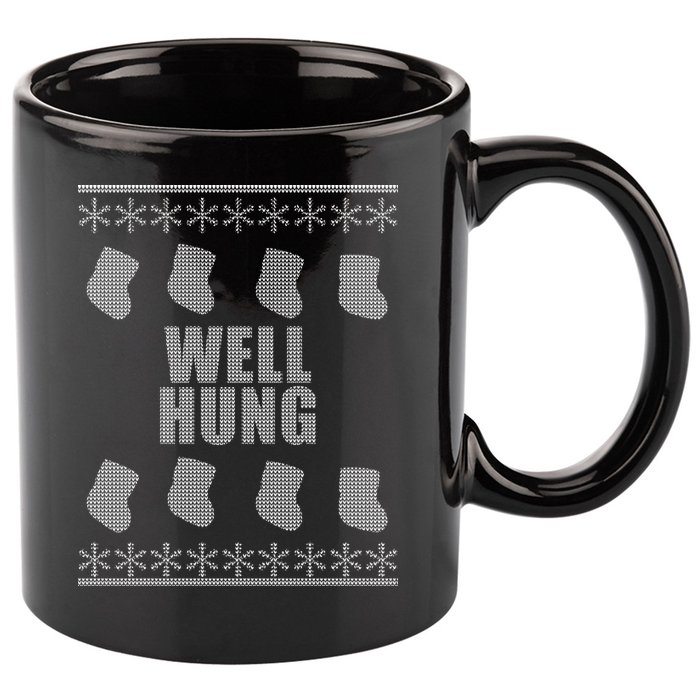 Well Hung Funny Ugly Christmas  11oz C Handle Ceramic Mug