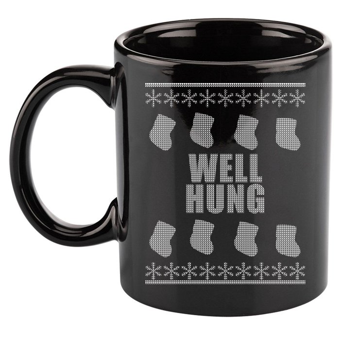 Well Hung Funny Ugly Christmas  11oz C Handle Ceramic Mug