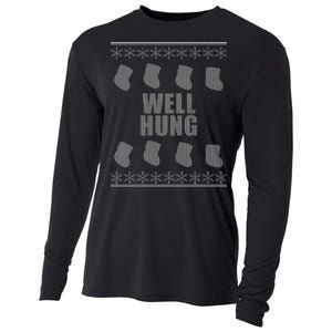 Well Hung Funny Ugly Christmas  Cooling Performance Long Sleeve Crew