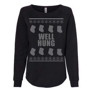 Well Hung Funny Ugly Christmas  Womens California Wash Sweatshirt