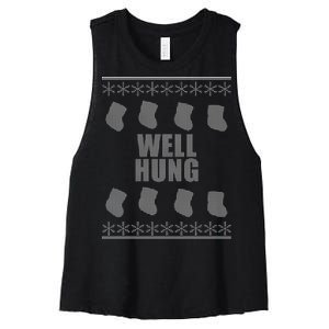 Well Hung Funny Ugly Christmas  Women's Racerback Cropped Tank