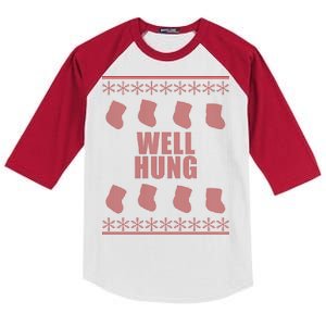 Well Hung Funny Ugly Christmas  Kids Colorblock Raglan Jersey