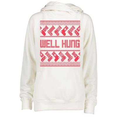 Well Hung Ugly Christmas Womens Funnel Neck Pullover Hood