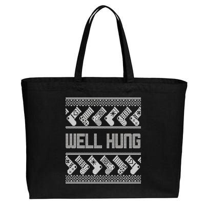 Well Hung Ugly Christmas Cotton Canvas Jumbo Tote