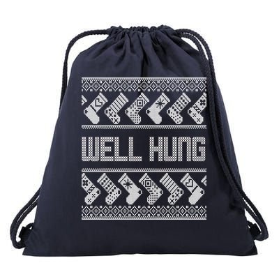 Well Hung Ugly Christmas Drawstring Bag