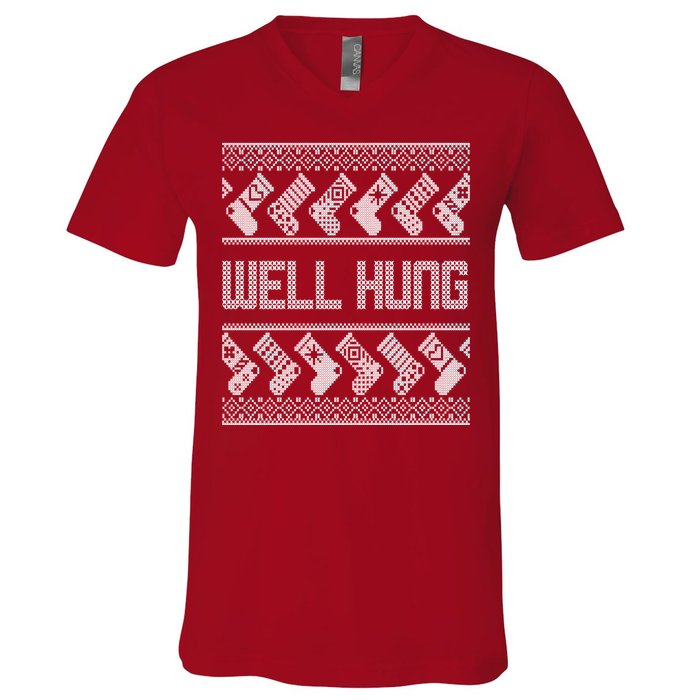 Well Hung Ugly Christmas V-Neck T-Shirt