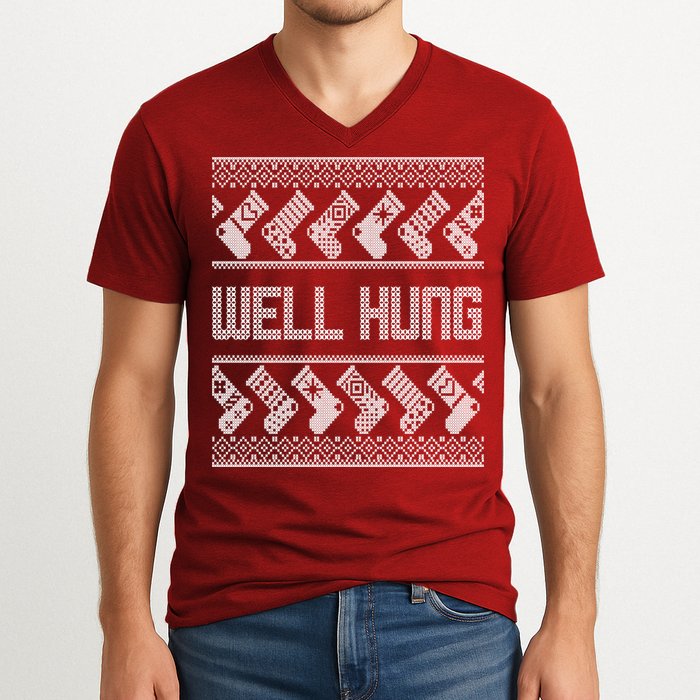 Well Hung Ugly Christmas V-Neck T-Shirt