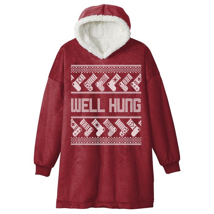 Well Hung Ugly Christmas Hooded Wearable Blanket