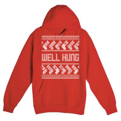 Well Hung Ugly Christmas Premium Pullover Hoodie