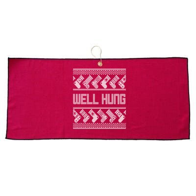 Well Hung Ugly Christmas Large Microfiber Waffle Golf Towel