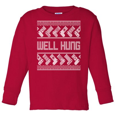 Well Hung Ugly Christmas Toddler Long Sleeve Shirt