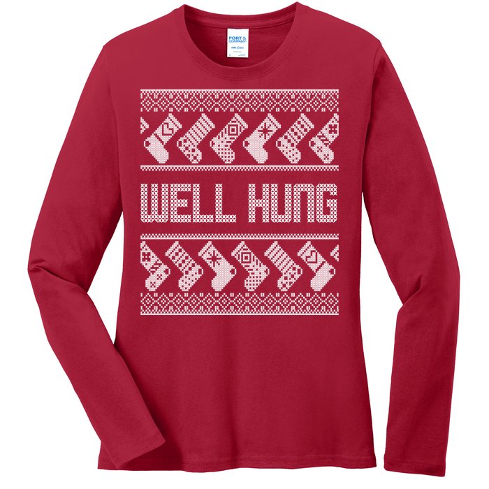 Well Hung Ugly Christmas Ladies Long Sleeve Shirt