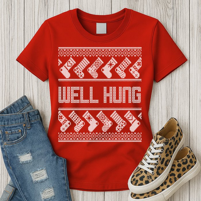 Well Hung Ugly Christmas Womens T-Shirt