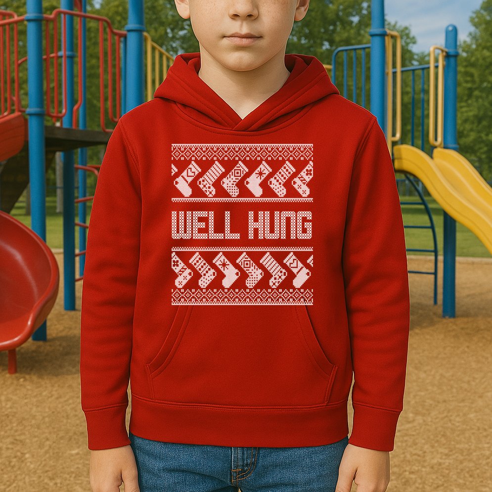 Well Hung Ugly Christmas Kids Hoodie