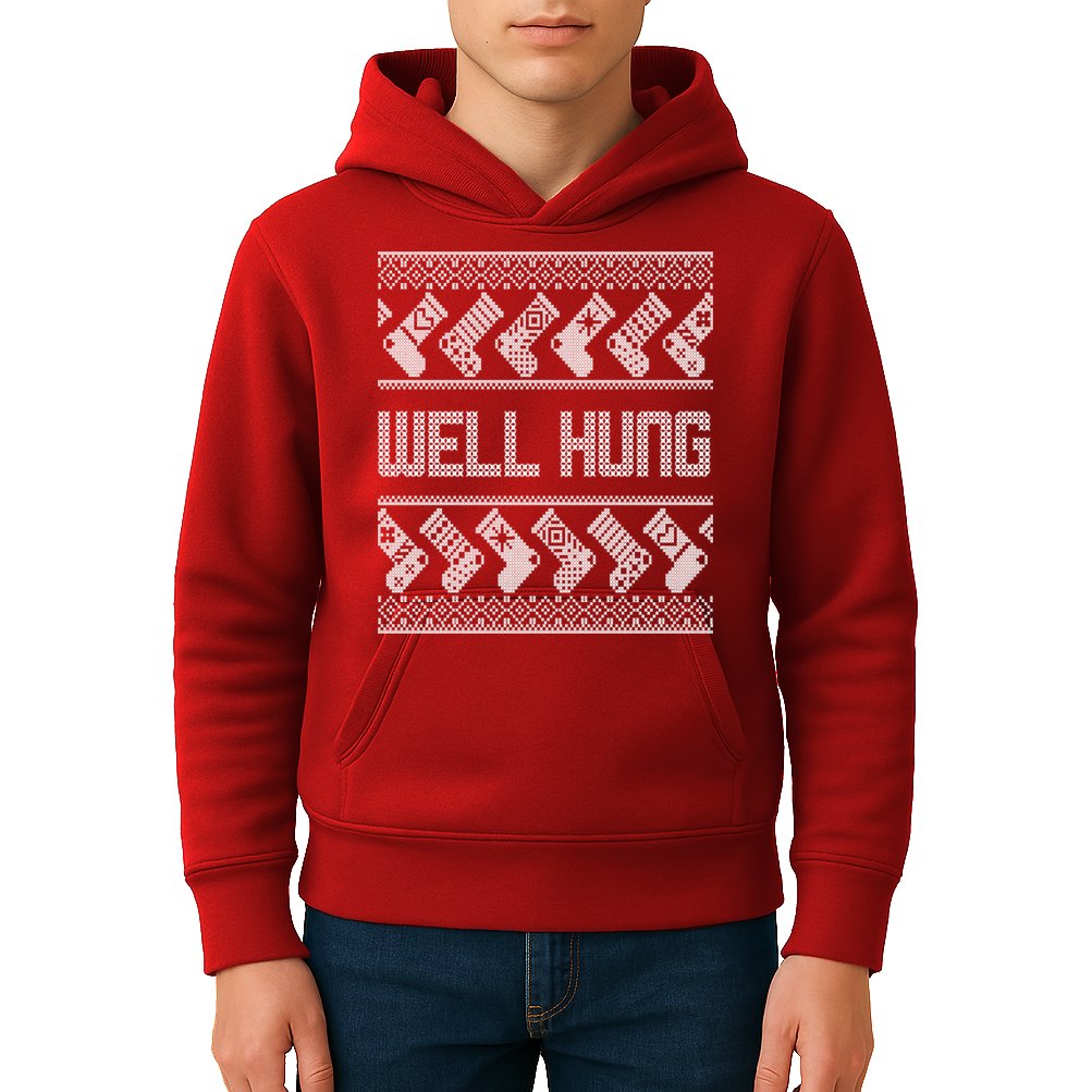 Well Hung Ugly Christmas Kids Hoodie