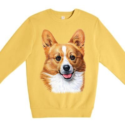 Welsh Corgi Dog Portrait Premium Crewneck Sweatshirt