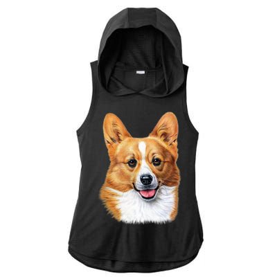 Welsh Corgi Dog Portrait Ladies PosiCharge Tri-Blend Wicking Draft Hoodie Tank