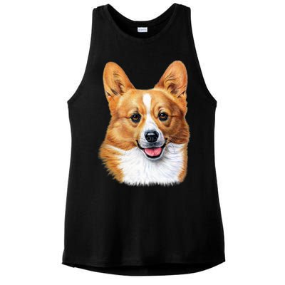 Welsh Corgi Dog Portrait Ladies PosiCharge Tri-Blend Wicking Tank