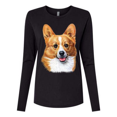 Welsh Corgi Dog Portrait Womens Cotton Relaxed Long Sleeve T-Shirt