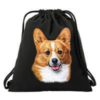 Welsh Corgi Dog Portrait Drawstring Bag
