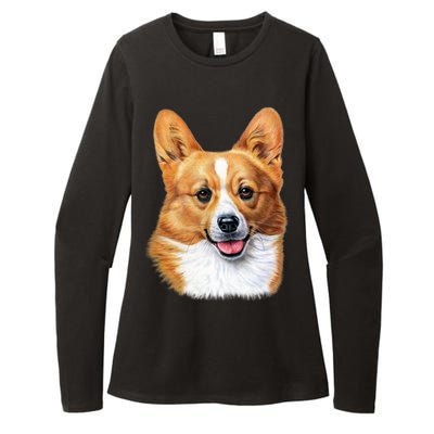 Welsh Corgi Dog Portrait Womens CVC Long Sleeve Shirt