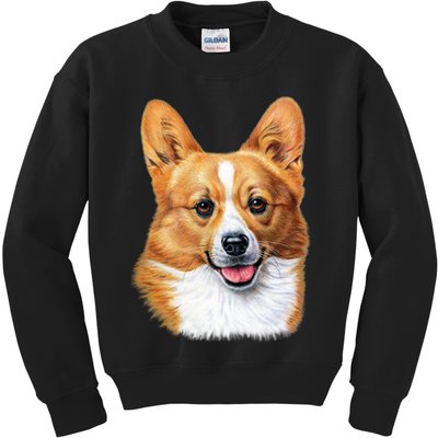 Welsh Corgi Dog Portrait Kids Sweatshirt