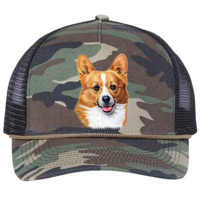 Welsh Corgi Dog Portrait Retro Rope Trucker Hat Cap