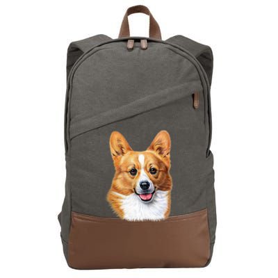 Welsh Corgi Dog Portrait Cotton Canvas Backpack