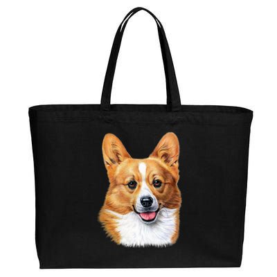 Welsh Corgi Dog Portrait Cotton Canvas Jumbo Tote