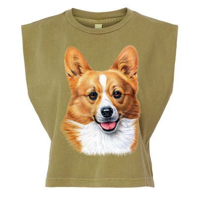 Welsh Corgi Dog Portrait Garment-Dyed Women's Muscle Tee