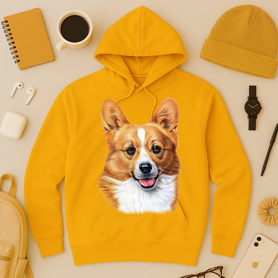 Welsh Corgi Dog Portrait Hoodie