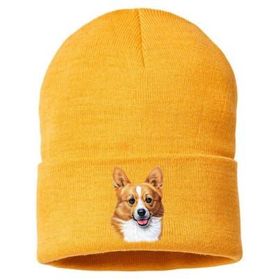 Welsh Corgi Dog Portrait Sustainable Knit Beanie