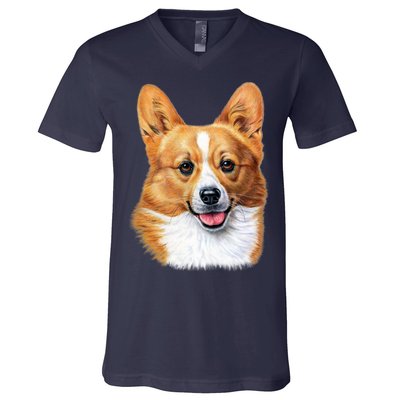 Welsh Corgi Dog Portrait V-Neck T-Shirt