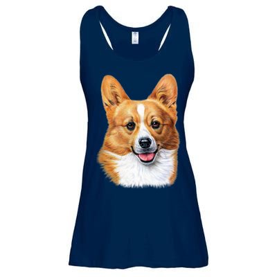 Welsh Corgi Dog Portrait Ladies Essential Flowy Tank