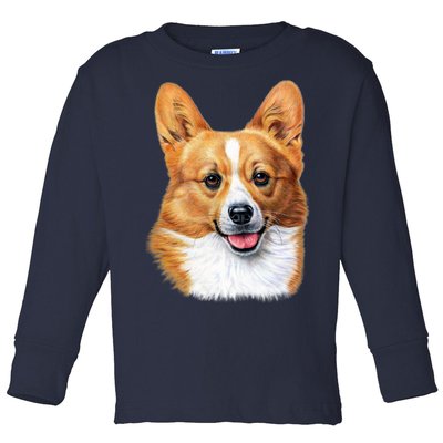 Welsh Corgi Dog Portrait Toddler Long Sleeve Shirt