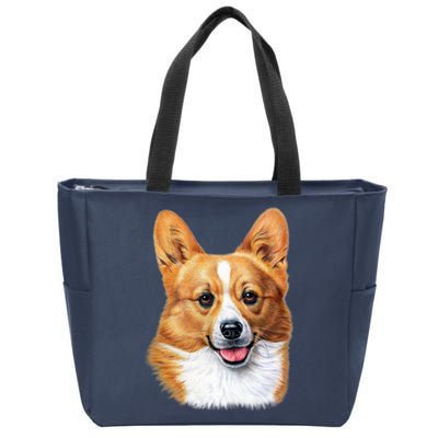 Welsh Corgi Dog Portrait Zip Tote Bag