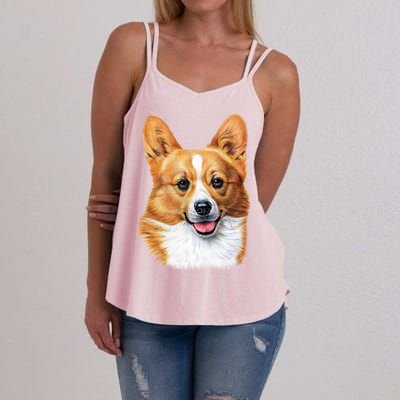 Welsh Corgi Dog Portrait Women's Strappy Tank