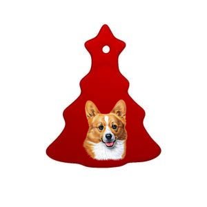 Welsh Corgi Dog Portrait Ceramic Tree Ornament