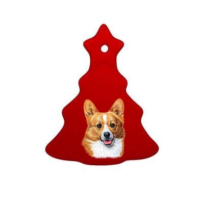 Welsh Corgi Dog Portrait Ceramic Tree Ornament