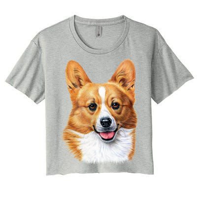 Welsh Corgi Dog Portrait Women's Crop Top Tee