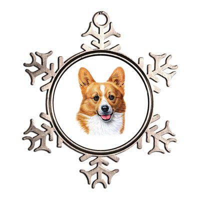 Welsh Corgi Dog Portrait Metallic Star Ornament