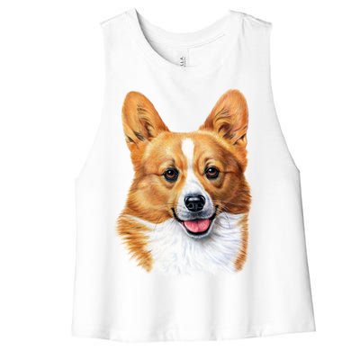 Welsh Corgi Dog Portrait Women's Racerback Cropped Tank