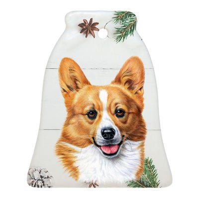 Welsh Corgi Dog Portrait Ceramic Bell Ornament