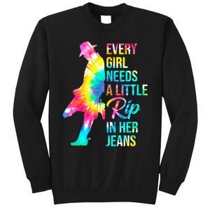 Wo Every  Needs A Little Rip In Her Jeans Funny Quotes Sweatshirt